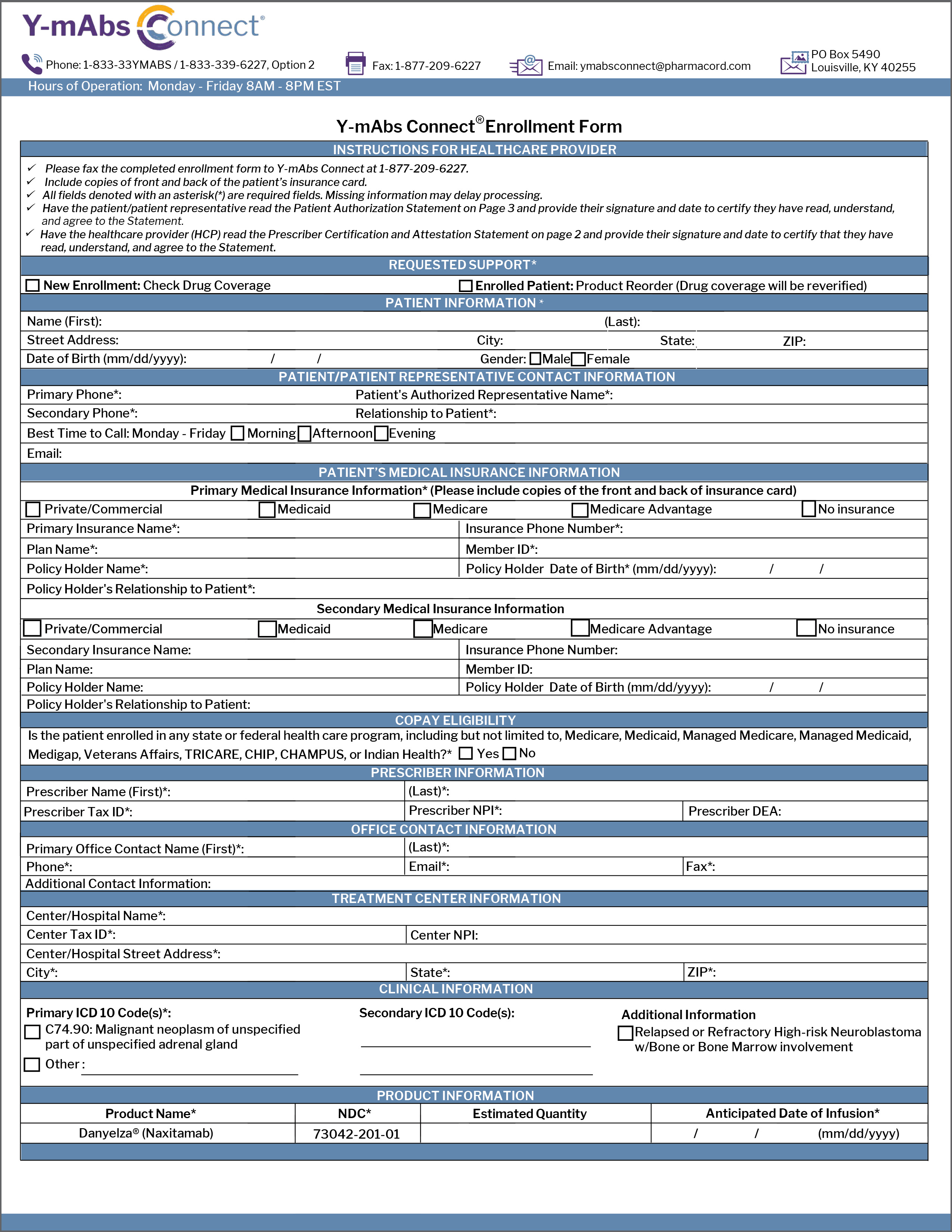 Download the Y-mAbs Connect® Enrollment Form